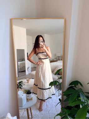 NWT Fortunate One XS Cream Maxi Dress with Black Accents